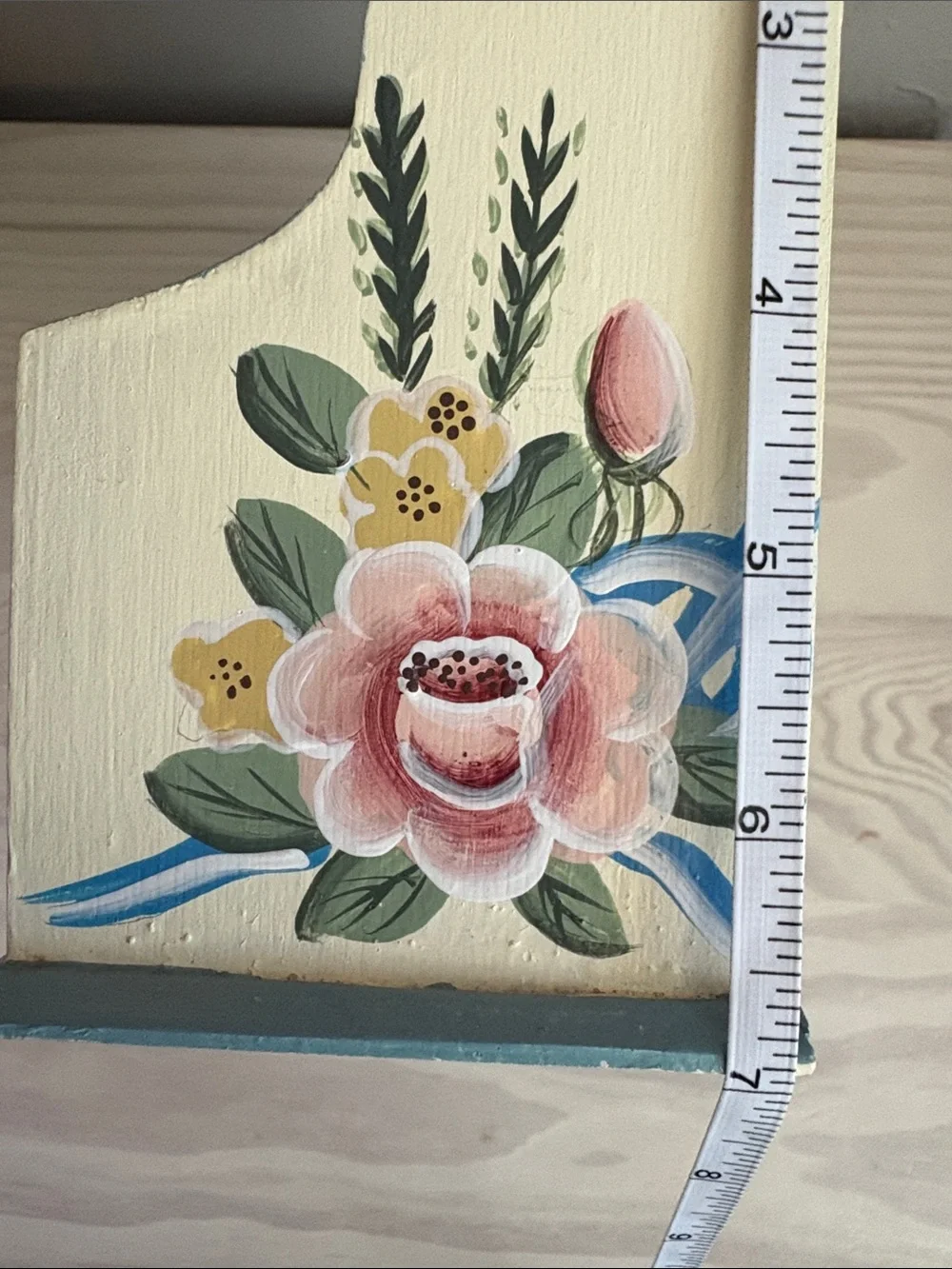 VTG Rosemaling Hand Painted Floral 3-Tier Tabletop Mail Organizer/Desk Caddy